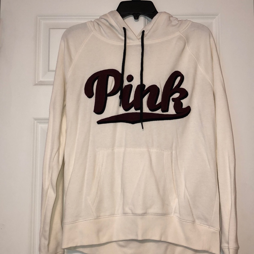PINK maroon and cream colored hoodie NWOT